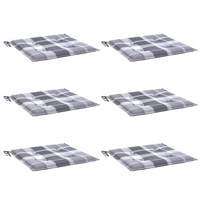 Cuscini per Sedia 6 pz a Quadri Grigi 40x40x4cm Tessuto Oxford