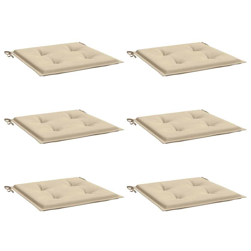 Cuscini per Sedia 6 pz Beige 50x50x3 cm in Tessuto Oxford