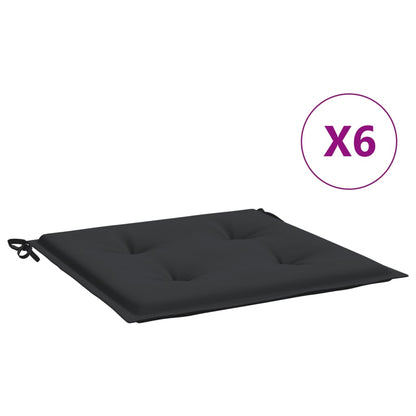 Cuscini per Sedia 6 pz Neri 50x50x4 cm in Tessuto Oxford