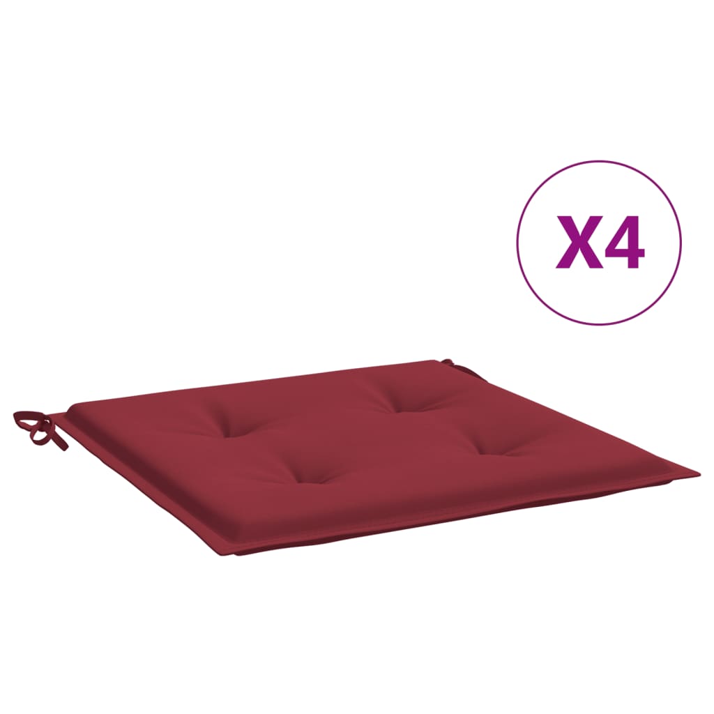 Cuscini per Sedia 4 pz Rosso Vino 50x50x4 cm in Tessuto Oxford