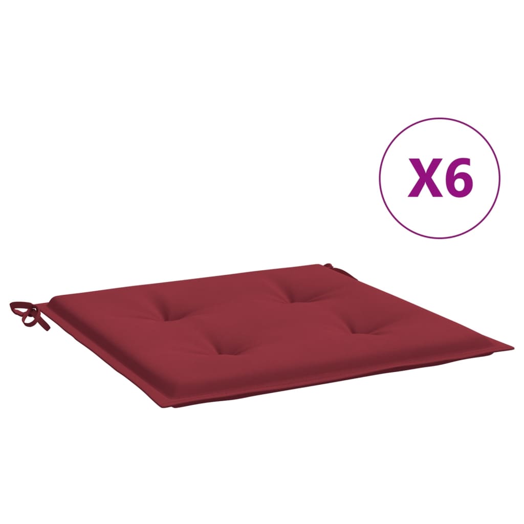 Cuscini per Sedia 6 pz Rosso Vino 50x50x4 cm in Tessuto Oxford