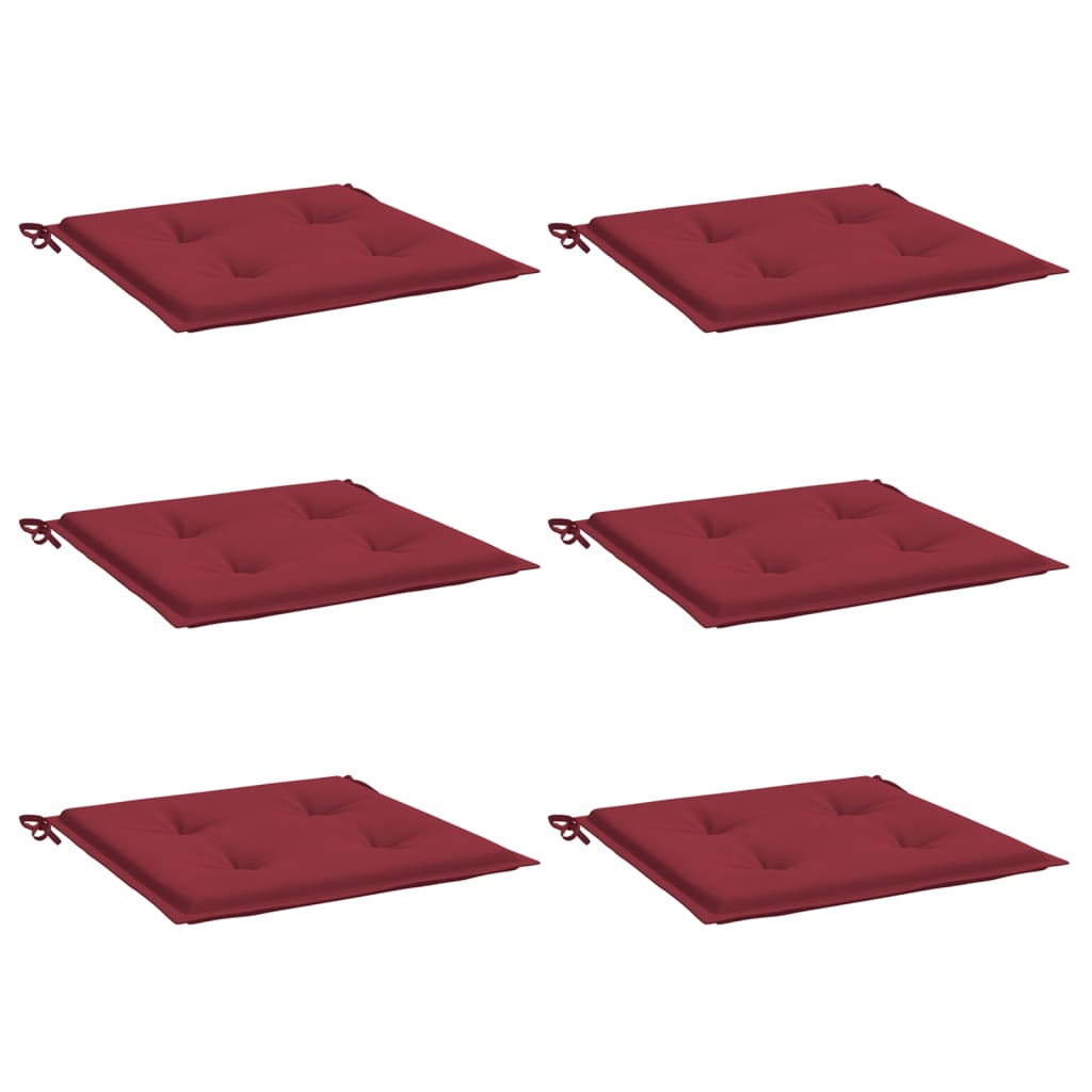 Cuscini per Sedia 6 pz Rosso Vino 50x50x4 cm in Tessuto Oxford