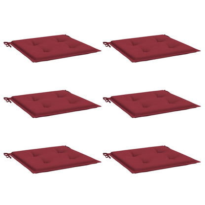Cuscini per Sedia 6 pz Rosso Vino 50x50x4 cm in Tessuto Oxford