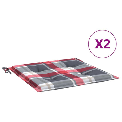 Cuscini per Sedia 2 pz a Quadri Rossi 50x50x4 cm Tessuto Oxford