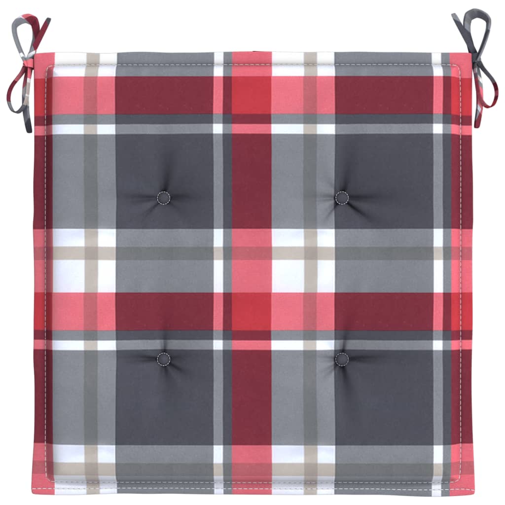 Cuscini per Sedia 2 pz a Quadri Rossi 50x50x4 cm Tessuto Oxford