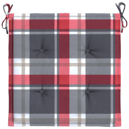 Cuscini per Sedia 2 pz a Quadri Rossi 50x50x4 cm Tessuto Oxford