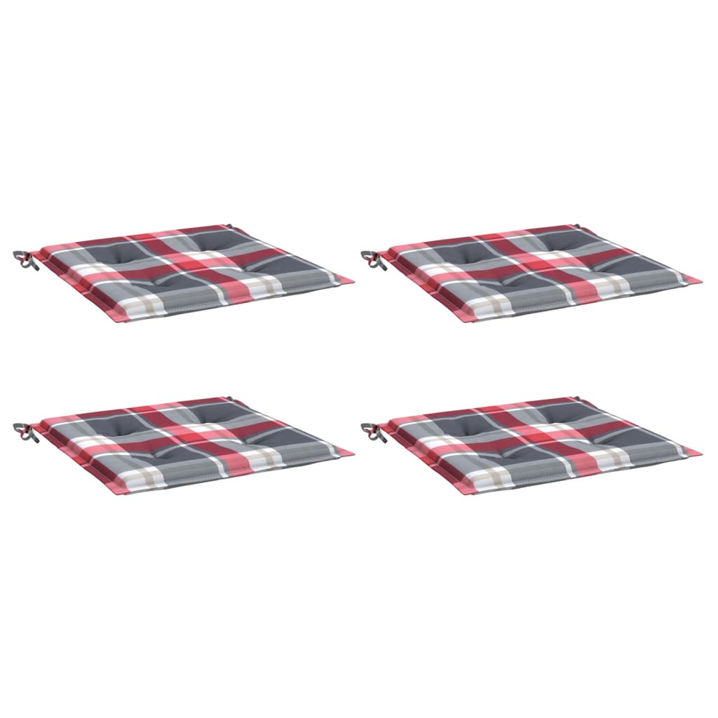 Cuscini per Sedia 4 pz a Quadri Rossi 50x50x3 cm Tessuto Oxford