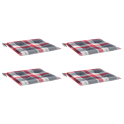 Cuscini per Sedia 4 pz a Quadri Rossi 50x50x3 cm Tessuto Oxford