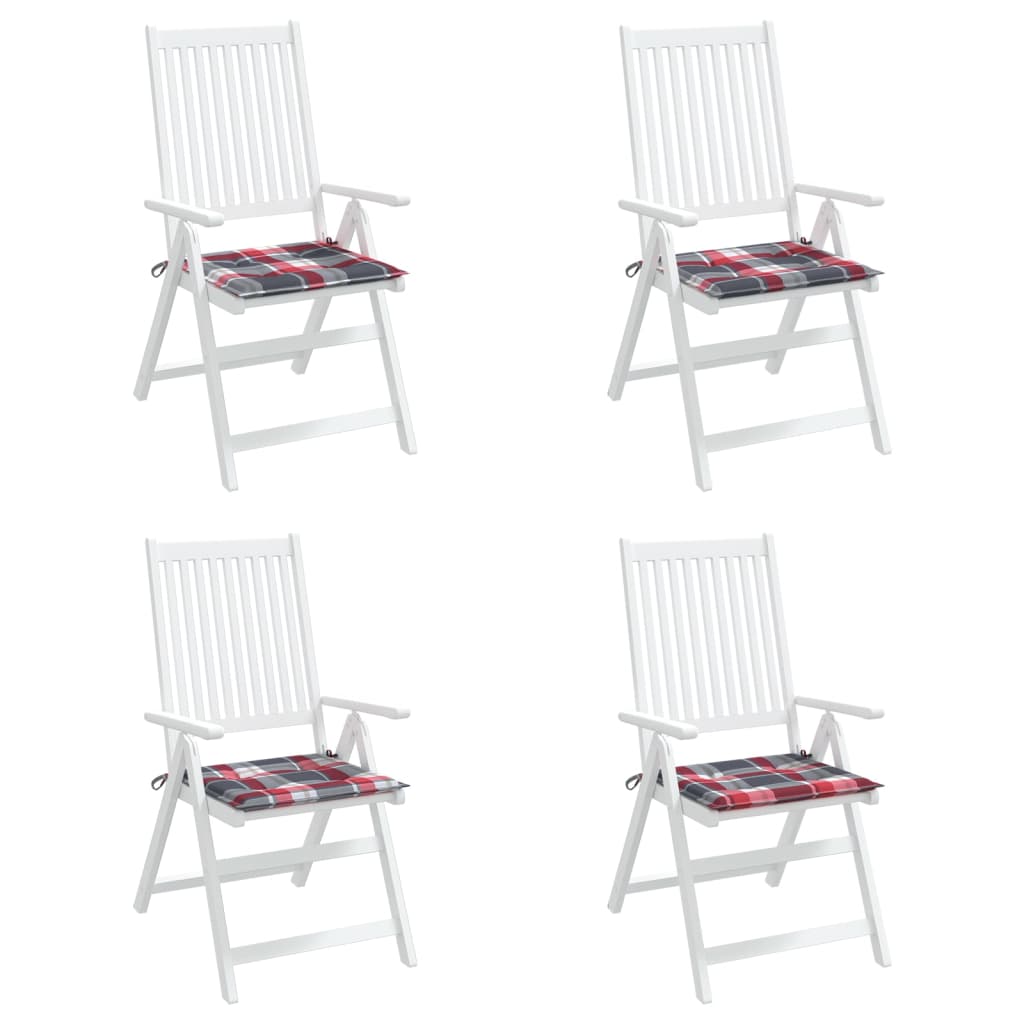 Cuscini per Sedia 4 pz a Quadri Rossi 50x50x3 cm Tessuto Oxford