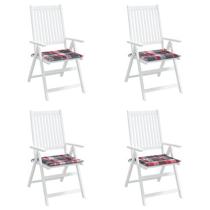 Cuscini per Sedia 4 pz a Quadri Rossi 50x50x3 cm Tessuto Oxford