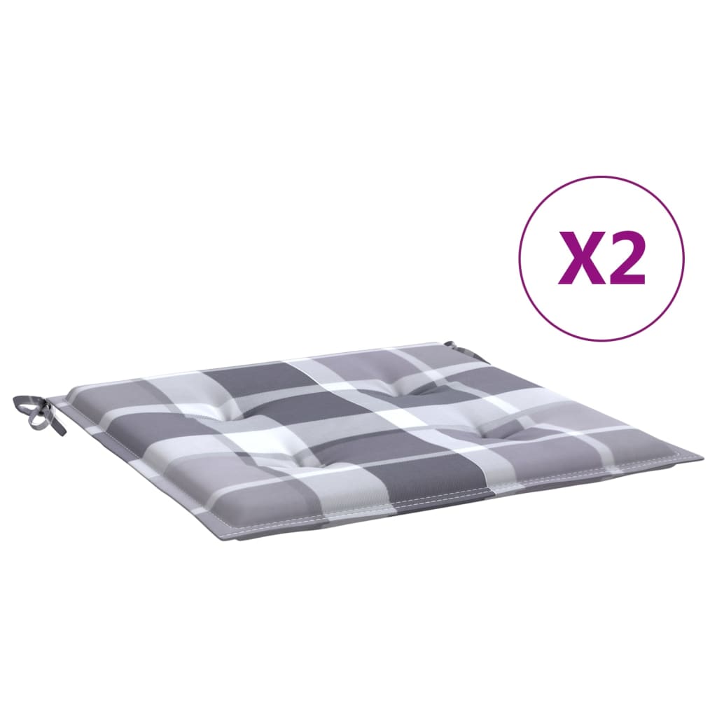 Cuscini per Sedia 2 pz a Quadri Grigi 50x50x4 cm Tessuto Oxford
