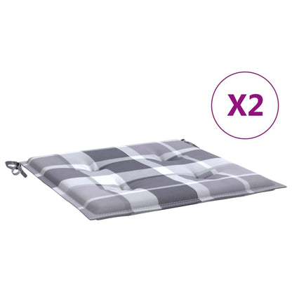 Cuscini per Sedia 2 pz a Quadri Grigi 50x50x4 cm Tessuto Oxford
