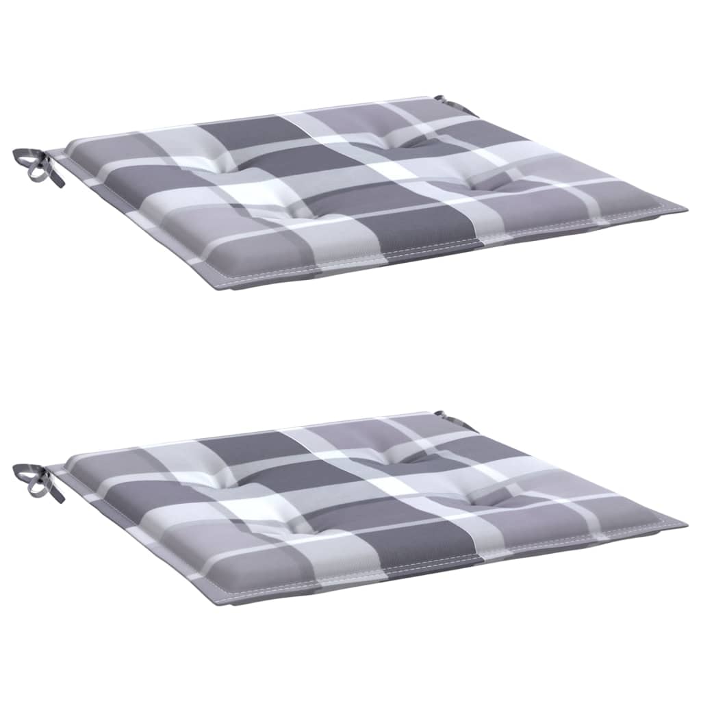Cuscini per Sedia 2 pz a Quadri Grigi 50x50x4 cm Tessuto Oxford