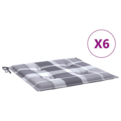 Cuscini per Sedia 6 pz a Quadri Grigi 50x50x4 cm Tessuto Oxford