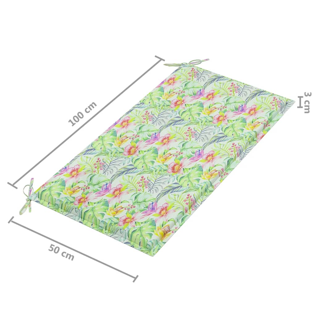 Cuscino per Panca a Foglie 100x50x3 cm in Tessuto Oxford