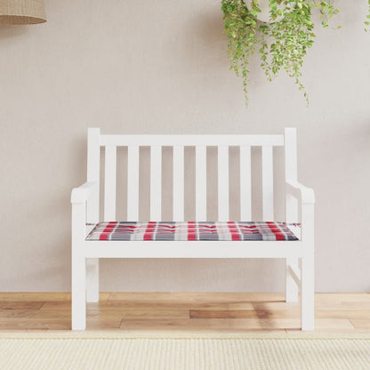 Cuscino per Panca a Quadri Rossi 100x50x3 cm Tessuto Oxford