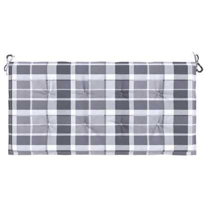 Cuscino per Panca a Quadri Grigi 100x50x3cm Tessuto Oxford