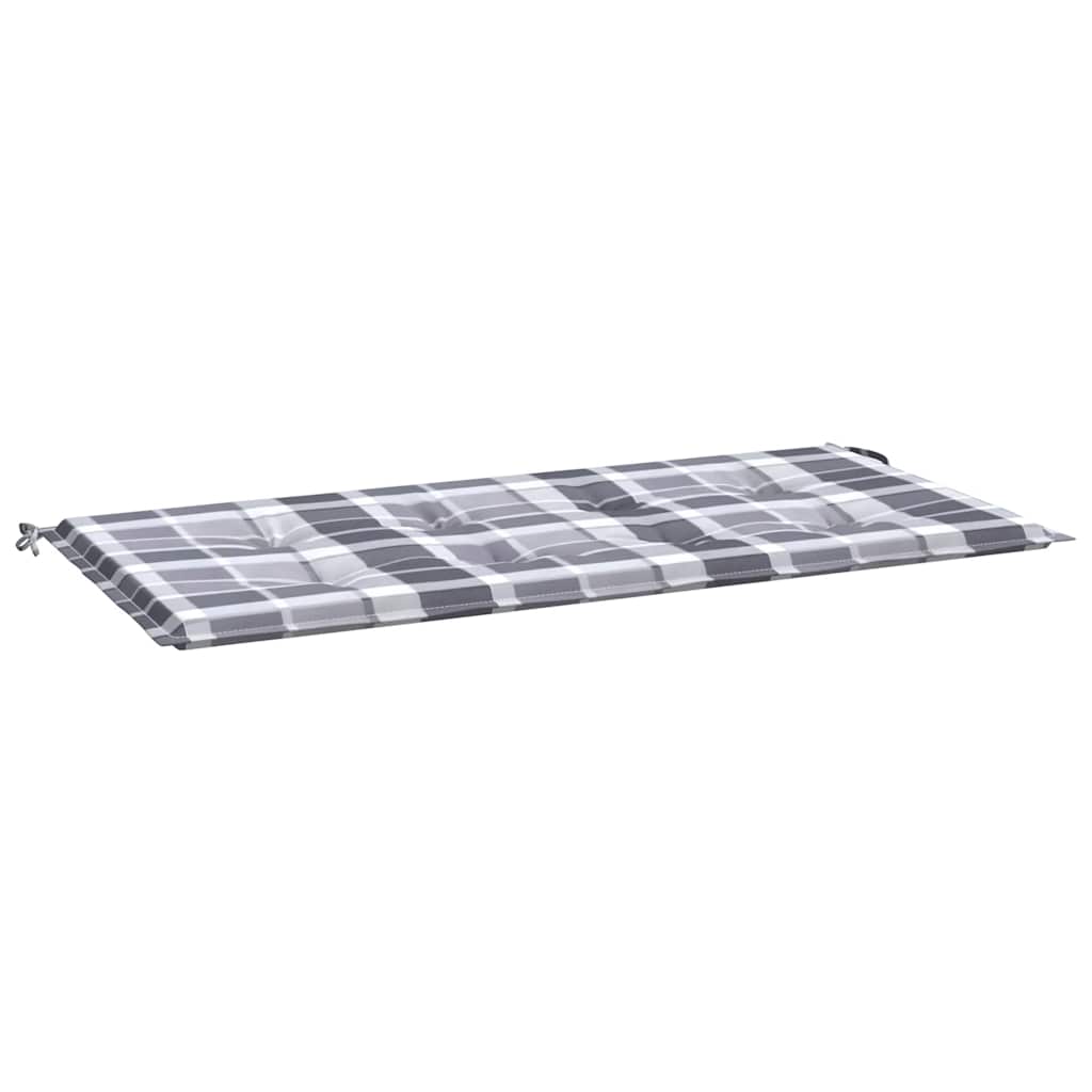 Cuscino per Panca a Quadri Grigi 120x50x3 cm Tessuto Oxford