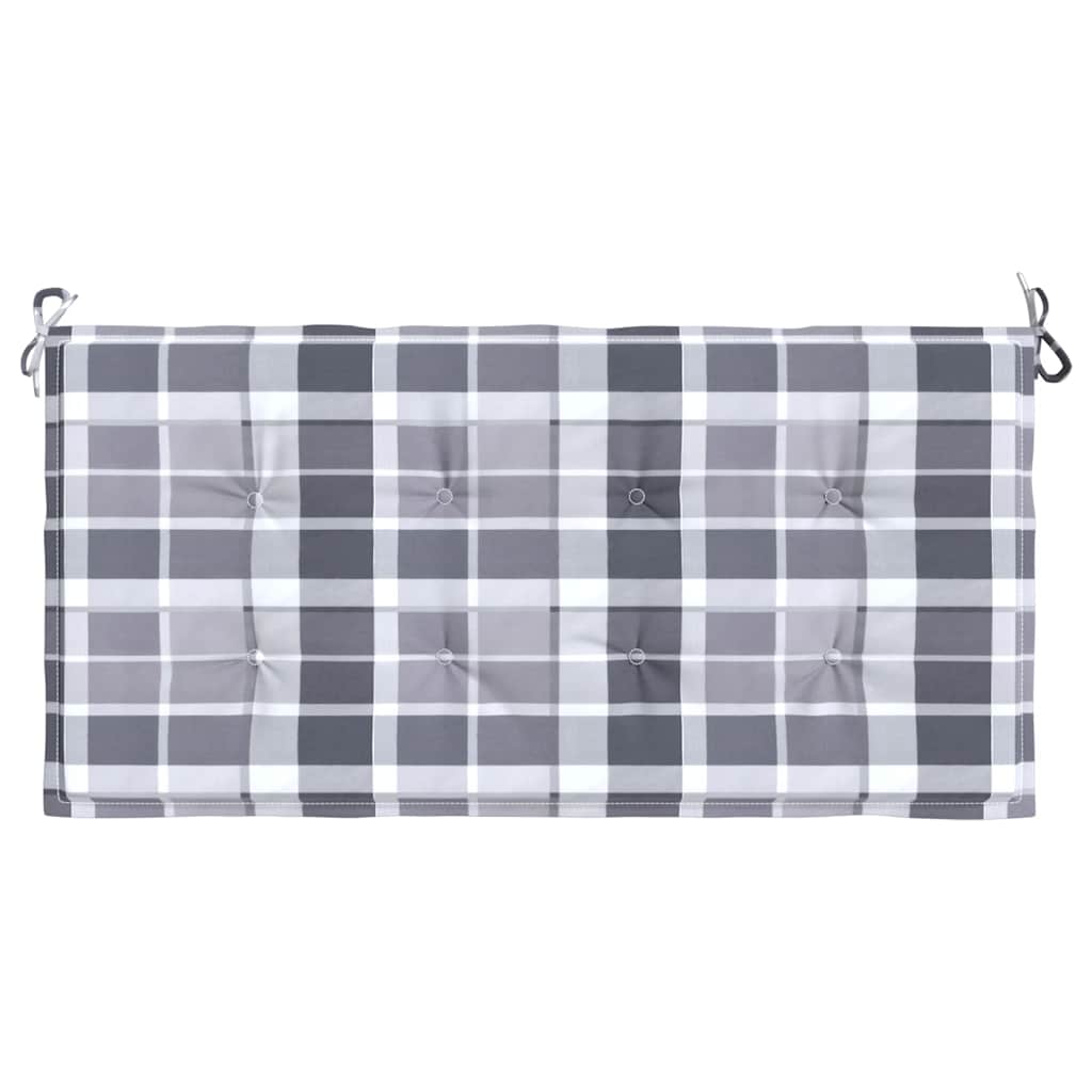 Cuscino per Panca a Quadri Grigi 120x50x3 cm Tessuto Oxford