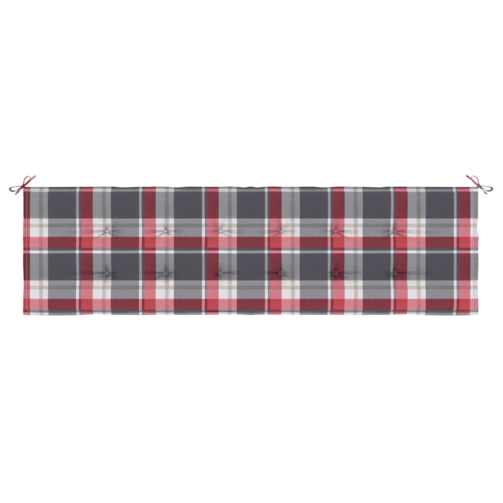 Cuscino per Panca a Quadri Rossi 180x50x3 cm Tessuto Oxford