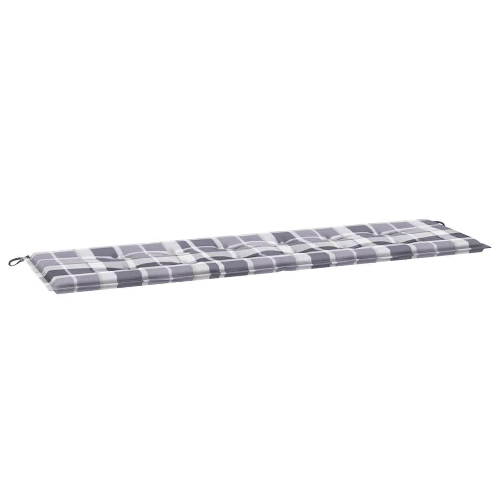 Cuscino per Panca a Quadri Grigi 180x50x3 cm Tessuto Oxford