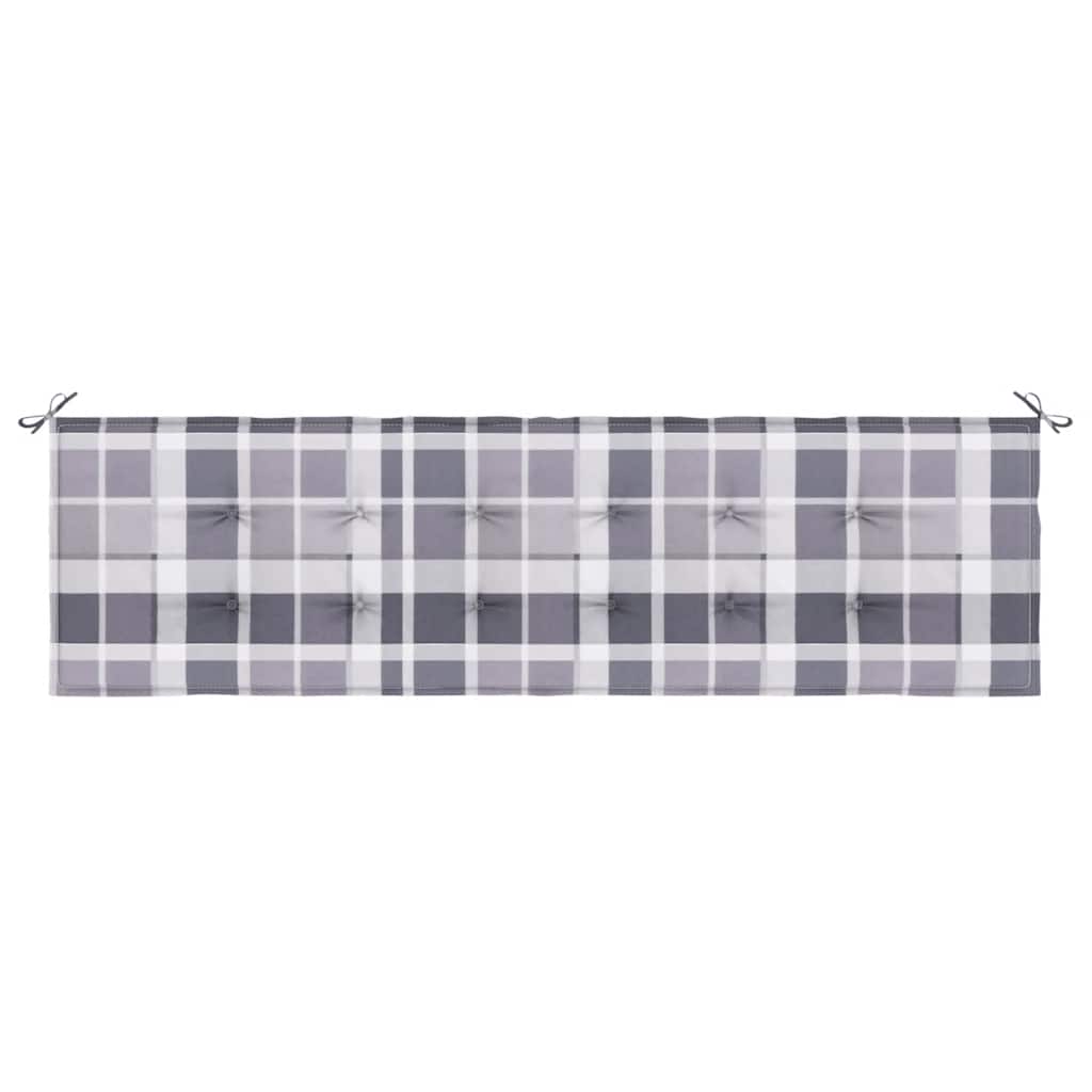 Cuscino per Panca a Quadri Grigi 180x50x3 cm Tessuto Oxford
