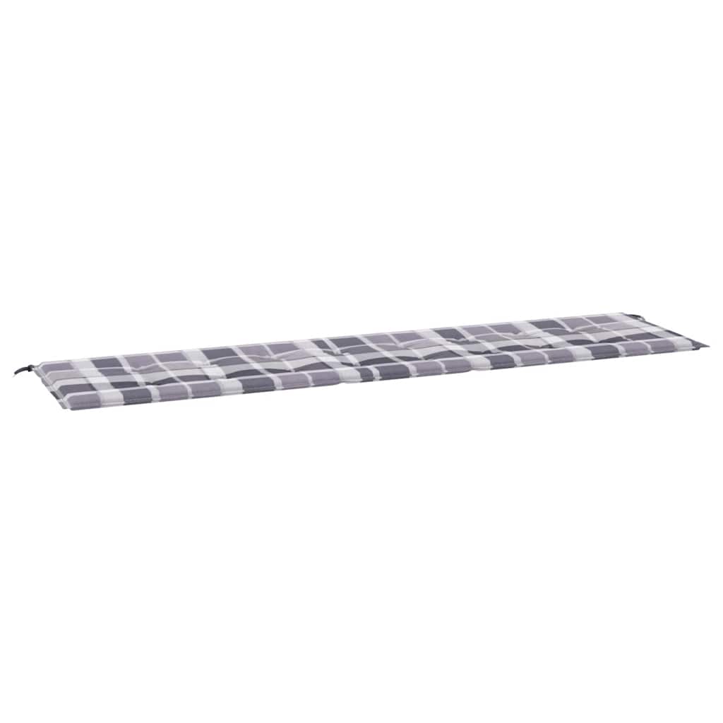 Cuscino per Panca a Quadri Grigi 200x50x3cm Tessuto Oxford