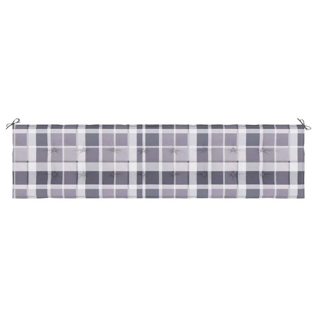 Cuscino per Panca a Quadri Grigi 200x50x3cm Tessuto Oxford