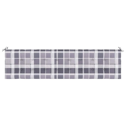 Cuscino per Panca a Quadri Grigi 200x50x3cm Tessuto Oxford