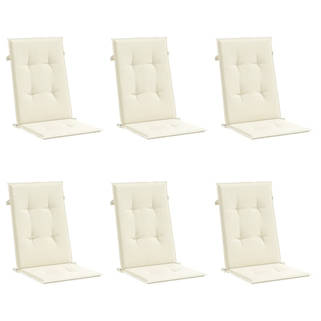Cuscini per Sedie 6 pz Crema 120x50x3 cm in Tessuto