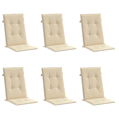 Cuscini per Sedie 6 pz Beige 120x50x3 cm in Tessuto