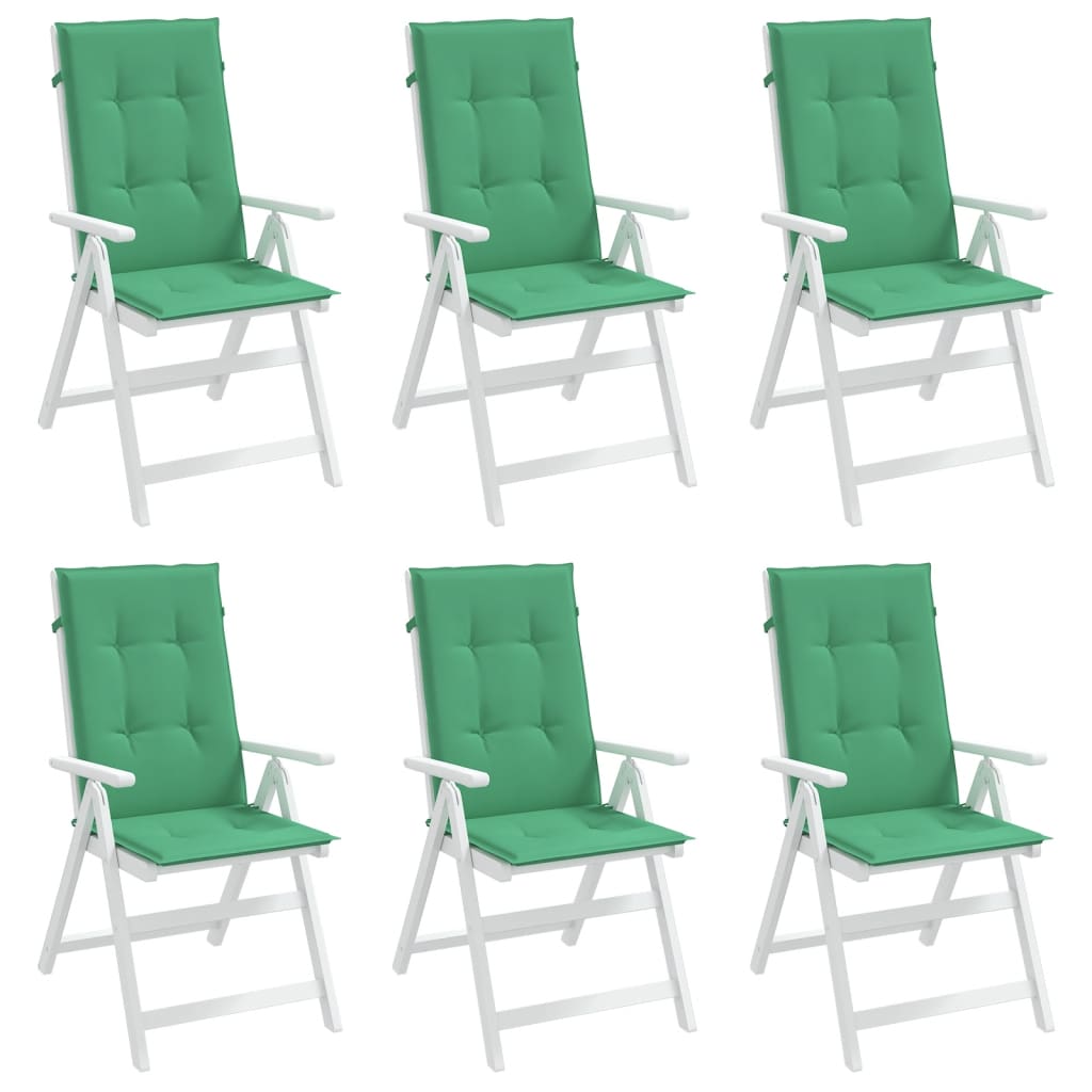 Cuscini per Sedie 6 pz Verdi 120x50x3 cm in Tessuto