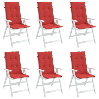 Cuscini per Sedie 6 pz Rossi 120x50x3 cm in Tessuto