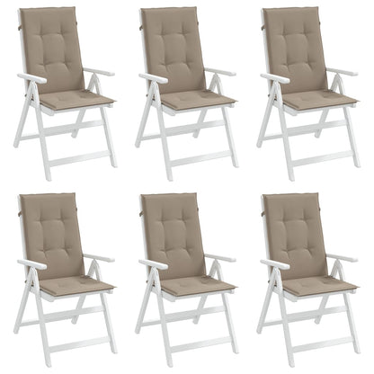 Cuscini per Sedie Alte 6 pz Tortora 120x50x3 cm in Tessuto