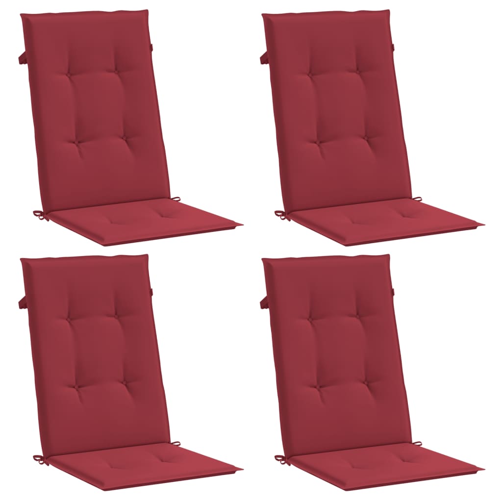 Cuscini per Sedie 4 pz Rosso Vino 120x50x3 cm in Tessuto