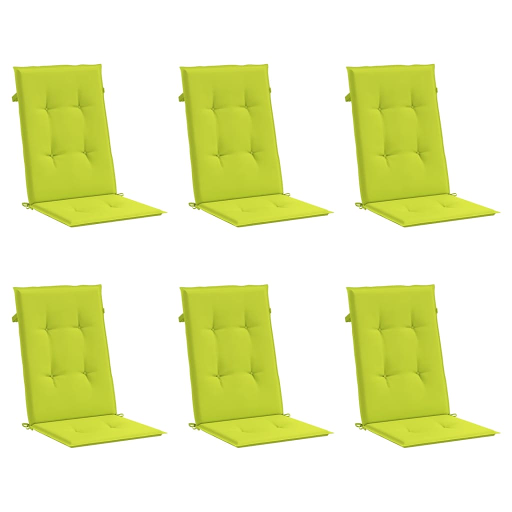 Cuscini per Sedie 6 pz Verde Brillante 120x50x3 cm in Tessuto