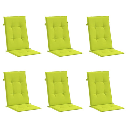 Cuscini per Sedie 6 pz Verde Brillante 120x50x3 cm in Tessuto