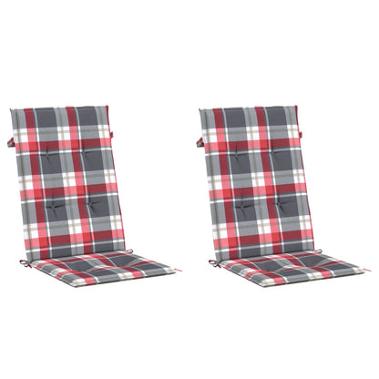 Cuscini per Sedie 2 pz Rossi a Quadri 120x50x3 cm in Tessuto