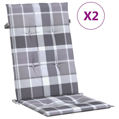 Cuscini per Sedie 2 pz Grigi a Quadri 120x50x3 cm in Tessuto