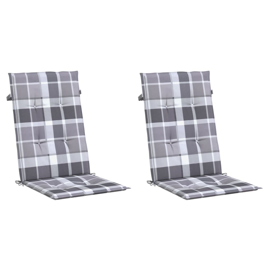 Cuscini per Sedie 2 pz Grigi a Quadri 120x50x3 cm in Tessuto