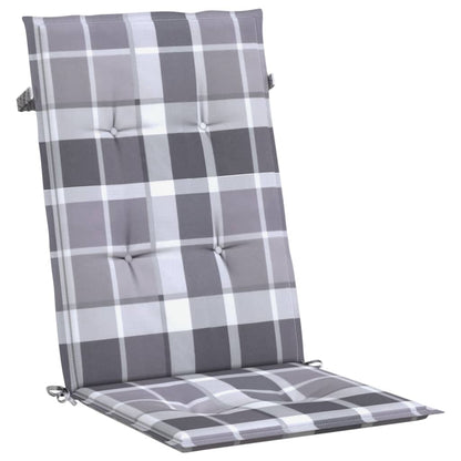 Cuscini per Sedie 2 pz Grigi a Quadri 120x50x3 cm in Tessuto