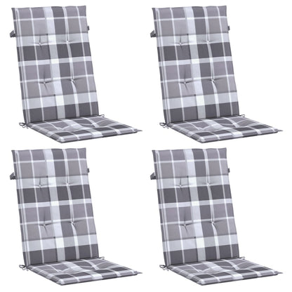 Cuscini per Sedie 4 pz Grigi a Quadri 120x50x3 cm in Tessuto