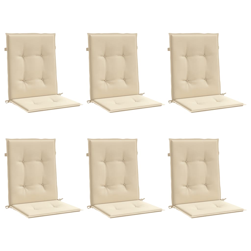 Cuscini per Sedia 6 pz Beige 100x50x3 cm in Tessuto Oxford