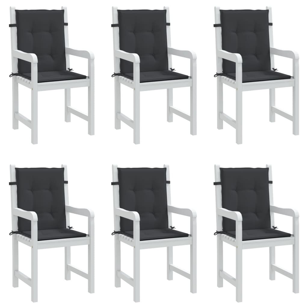 Cuscini per Sedia 6 pz Neri 100x50x3 cm in Tessuto Oxford