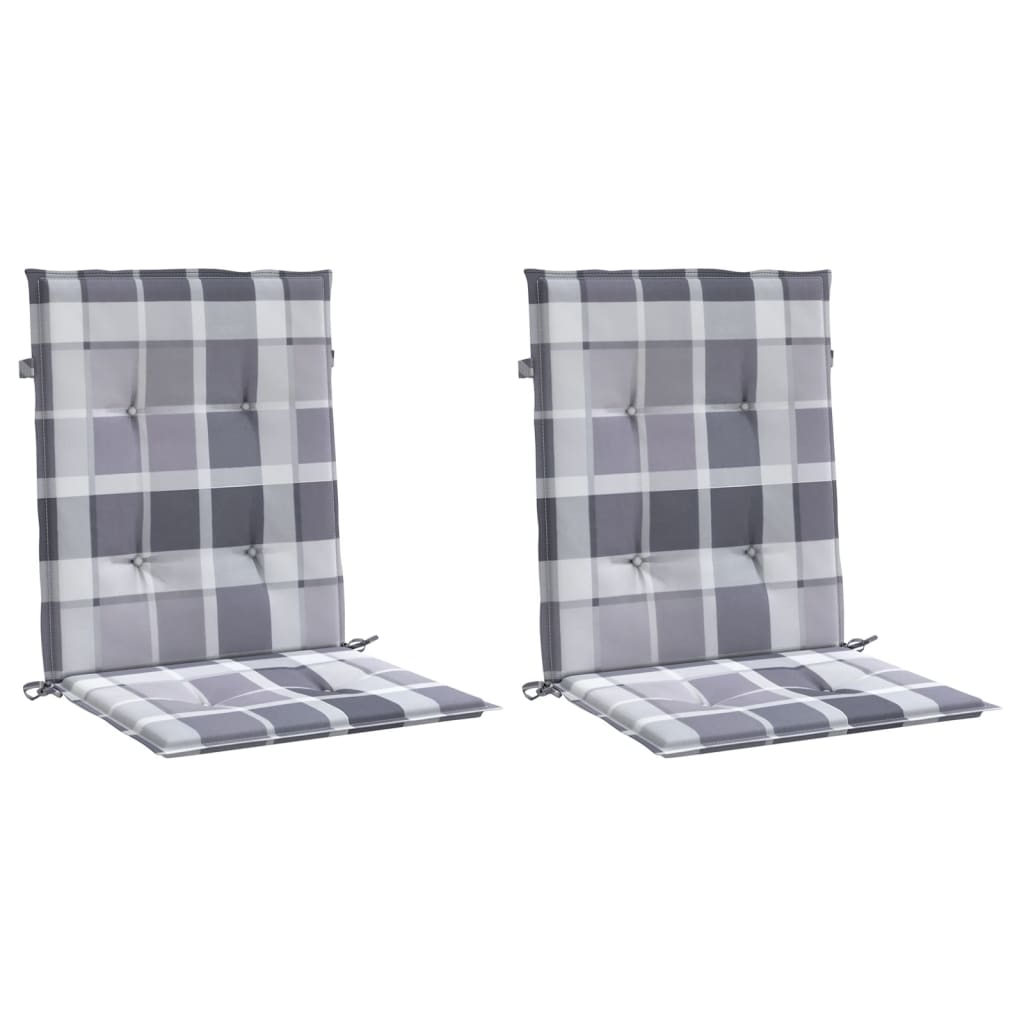Cuscini per Sedia 2 pz a Quadri Grigi 100x50x3cm Tessuto Oxford