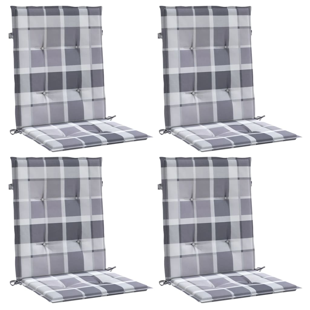 Cuscini per Sedia 4 pz a Quadri Grigi 100x50x3cm Tessuto Oxford