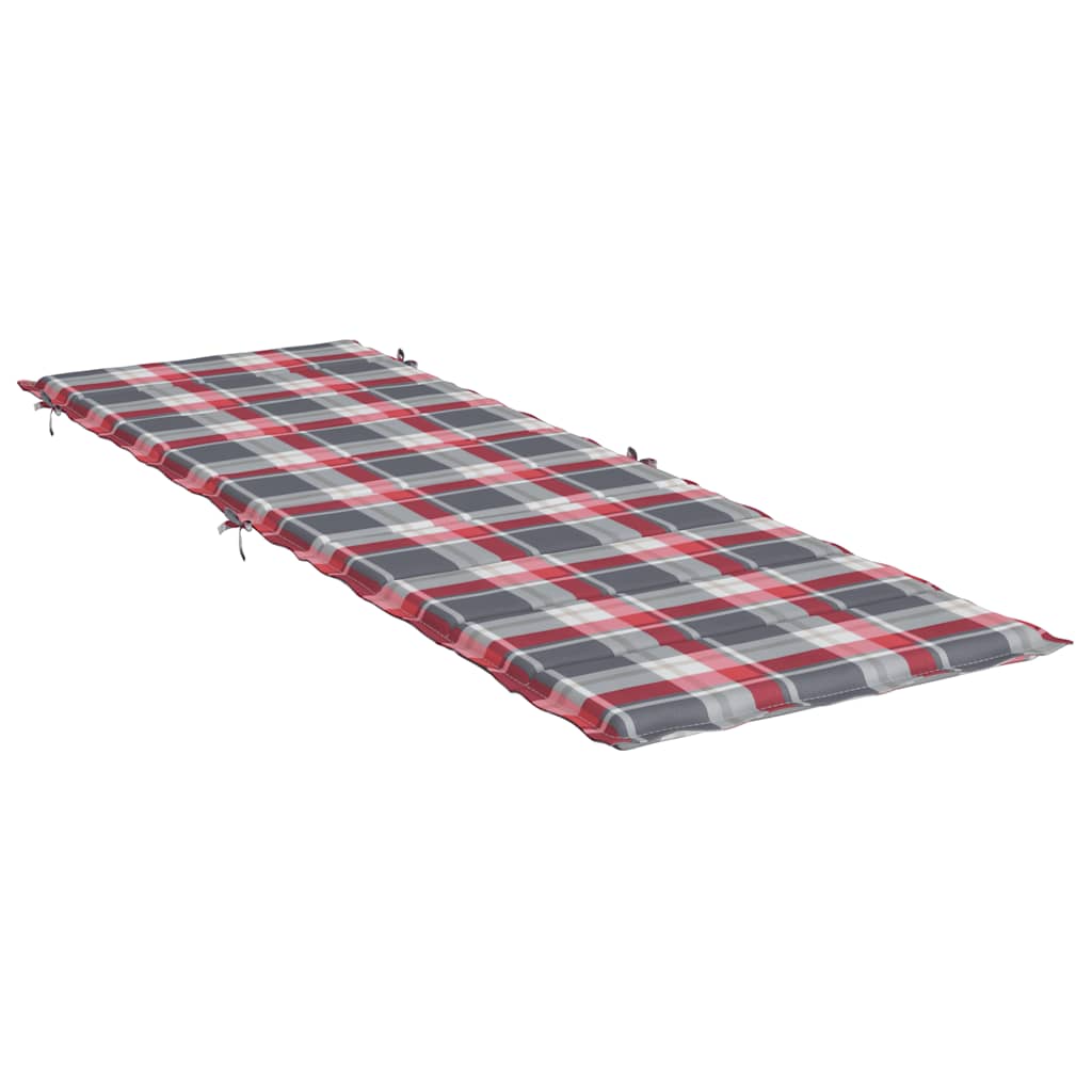 Cuscino per Lettino a Quadri Rossi 186x58x3cm in Tessuto Oxford