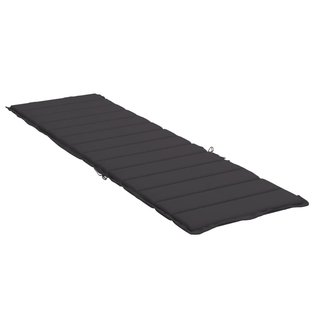 Cuscino per Lettino Nero 200x70x3 cm in Tessuto Oxford