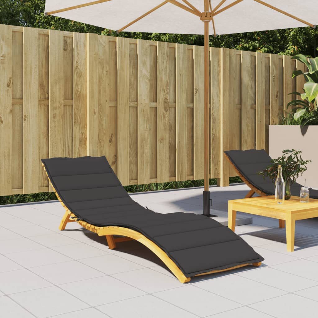 Cuscino per Lettino Nero 200x70x3 cm in Tessuto Oxford
