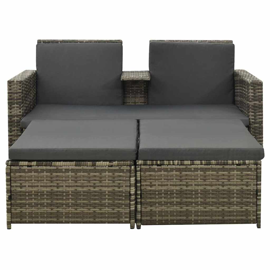 Set Divani da Giardino 3 pz con Cuscini in Polyrattan Grigio